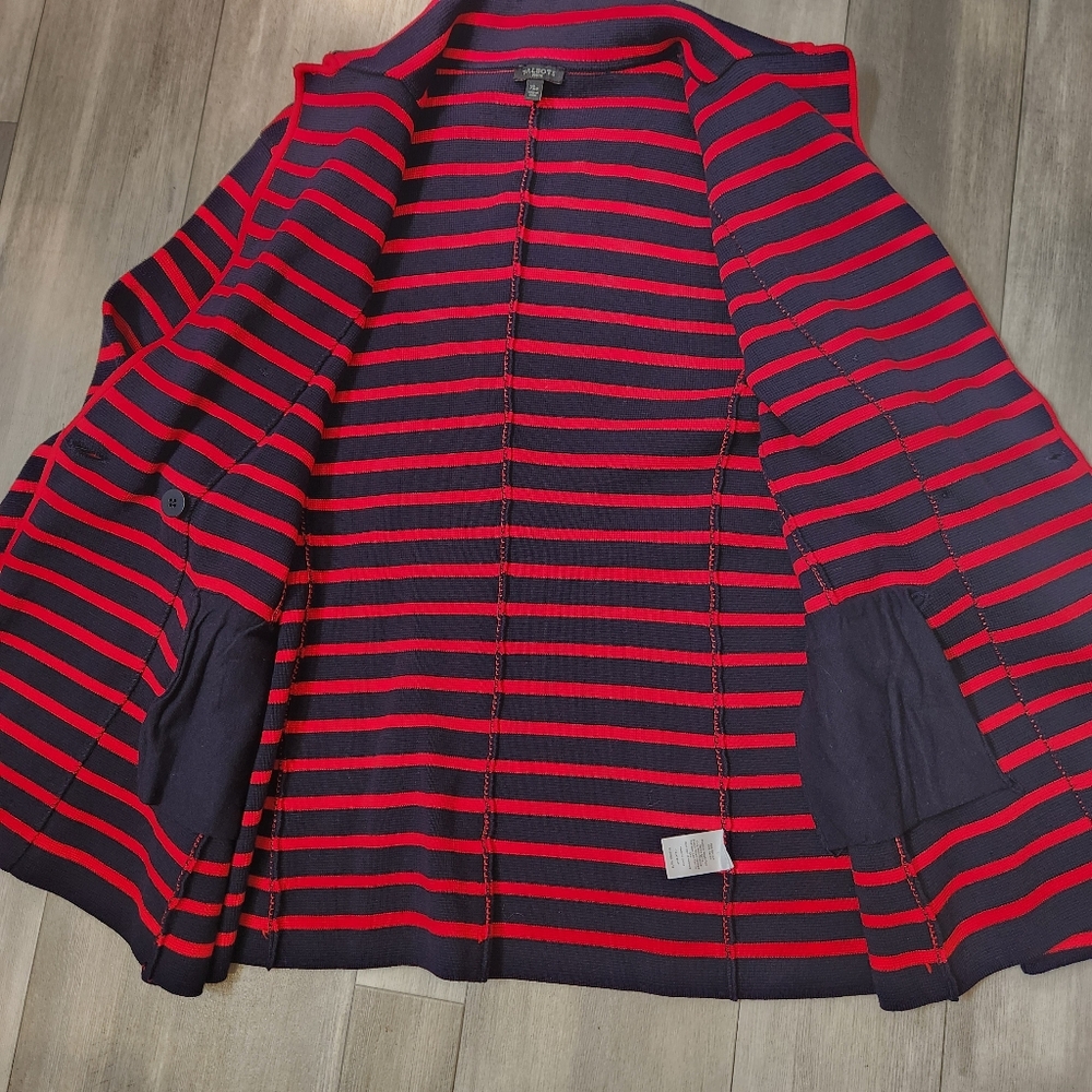 Talbots blazer XL Petite red blue striped knit double chest nautical preppy - Picture 11 of 13